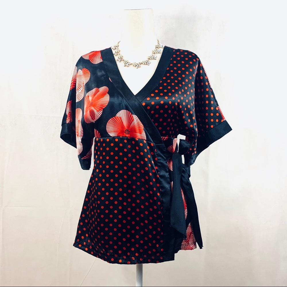 Mandee Print V-Neck Wrap Blouse